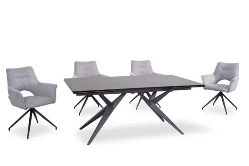 Esstisch MICHELA - ausziehbar, LB ca. 95x180 cm, Keramik, Dunkelgrau