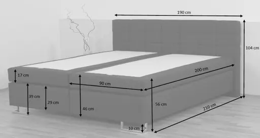 Boxspringbett HAIKOS- Liegefläche ca. 180x200 cm, Stoff, Anthrazit, TFK H2/TFK H2