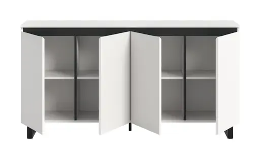 Sideboard - B ca. 160 cm, Weiß, Schwarz