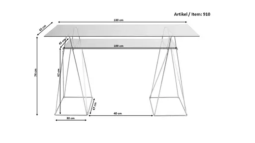 Schreibtisch - LB ca. 130x65 cm, Schwarz