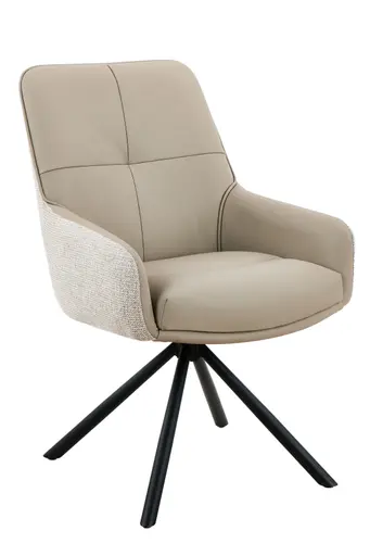 Armlehnstuhl - drehbar, Leder & Stoff, Cappuccino, Beige