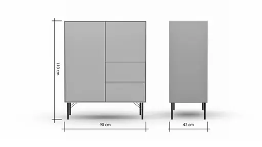 Highboard Edge - Lack, Schwarz