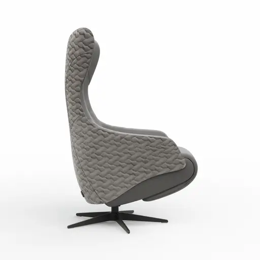 Relaxsessel Follina - Relaxfunktion (motorisch), Leder, Stoff, Grau