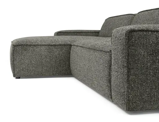 Ecksofa - Longchair links mit 2-Sitzer, Sitzvorzug motorisch, Stoff, Steingrau