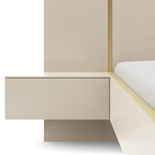 Bettanlage Matera - Lack, Creme, Absetzung, Eiche Milk