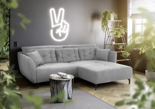 Ecksofa JANEK - 2,5-Sitzer, Ecke rechts, Stoff, Grau