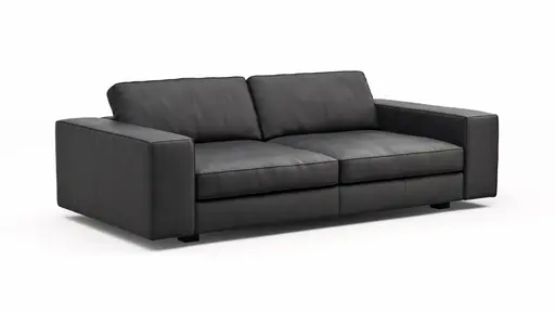 Sofa Aprino 1 - 3,5-Sitzer XL, Dickleder, Schwarz, Armlehne Block breit