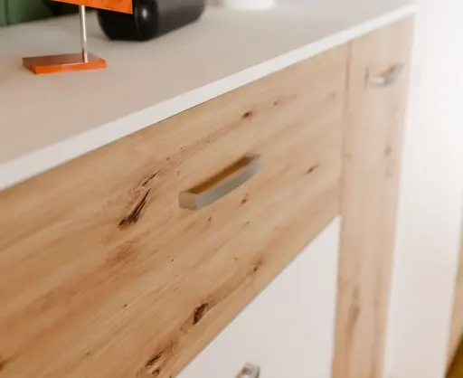 Kommode FILIPO- Weiß, Eiche Dekor