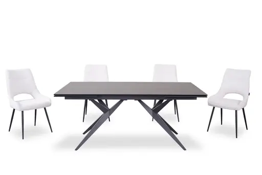 Esstisch MICHELA - ausziehbar, LB ca. 180x95 cm, Glaskeramik, Dunkelgrau