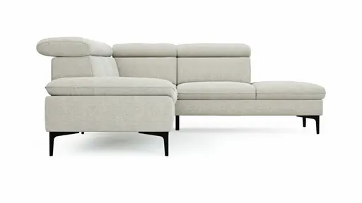 Ecksofa Felipa - 2,5-Sitzer mit Ecke rechts inkl. Kopfteil verstellbar, Stoff, Natur