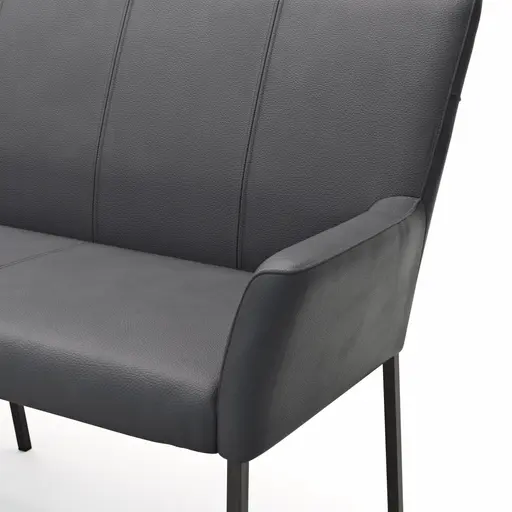 Bank Edmonton - Breite ca. 180 cm, Leder, Anthrazit