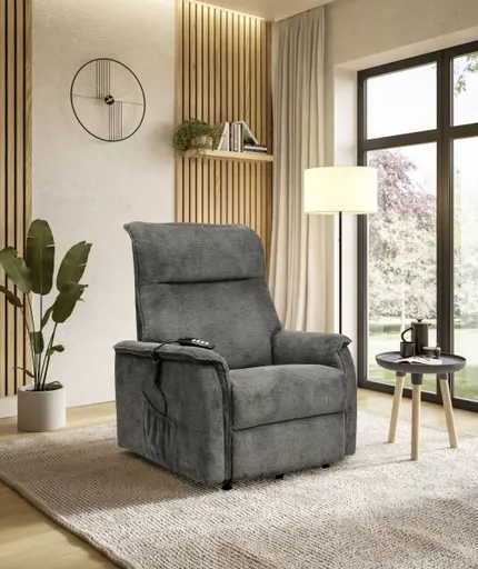 TV-Sessel MIKLAS - Aufstehhilfe, Relaxfunktion, Stoff, Grau