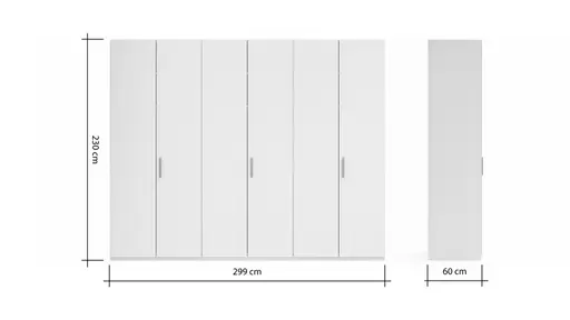 Drehtürenschrank Viana - B. ca. 299 cm, Lack, Weiß