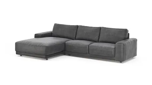 Ecksofa Balok - Longchair groß links mit 2,5-Sitzer, Stoff, Anthrazit