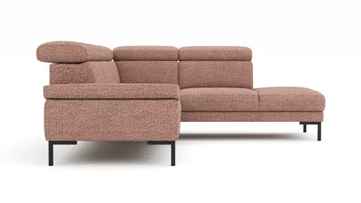 Ecksofa Hudson - 2,5-Sitzer mit Ecke rechts, inkl. Kopfteil verstellbar, Stoff, Kupfer