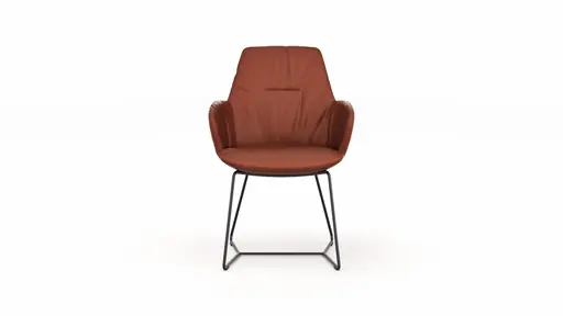 Armlehnstuhl Pegara - Leder, Rost, Kufe