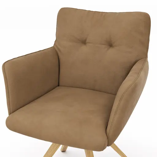 Armlehnstuhl Nashville - drehbar, Leder, Braun