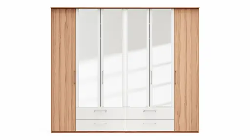 Drehtürenschrank Viana - B. ca. 270 cm, Furnier, Kernbuche, Weiß