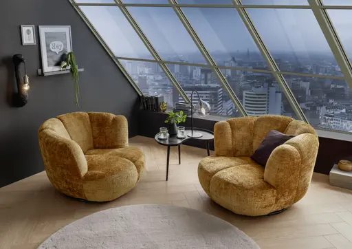 Drehsessel- Stoff, Goldfarben