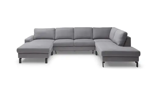 Wohnlandschaft CALM - inkl. Schlaffunktion, Ecke rechts, Microfaser, Grau