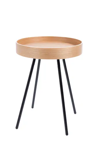 Beistelltisch - BHL ca. 46,5x55,5x46,5 cm, Eiche furniert, Schwarz