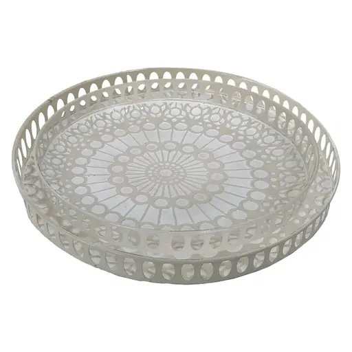 Deko-Tablett - 2er Set, Creme/Weiß