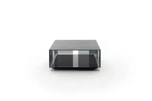 Couchtisch Sansa - LBH ca. 90x90x38 cm, Keramik, Schwarz