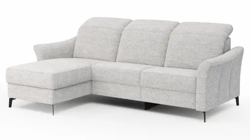 Ecksofa Canterbury - Longchair links mit 2,5-Sitzer, inkl. Relaxfunktion (motorisch) und Kopfteilverstellung, Stoff, Offwhite