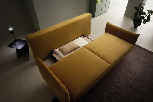 Schlafsofa Nettuno - 3-Sitzer, inkl. Schlaffunktion, Velour, Senfgelb