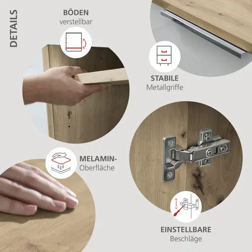 Winkelschreibtisch - LB ca. 180x160 cm, Artisan Eiche Nachbildung, Weiß