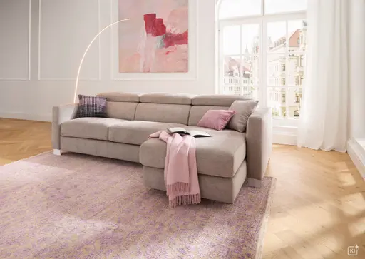 Sofa Lumaria - 3-Sitzer mit Schlaffunktion, Stoff, Bordeaux