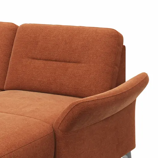 Wohnlandschaft Almyra - Ottomane links, 2,5-Sitzer, Longchair rechts, Stoff, Kupfer