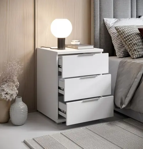 Nachtkommode- B  ca. 46 cm, Weiß