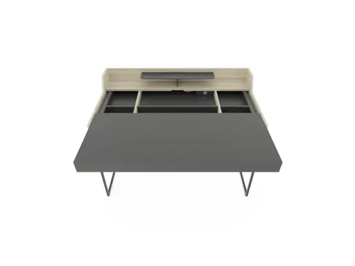 Schreibtisch - Eiche, Milk, Lack, Dunkelgrau