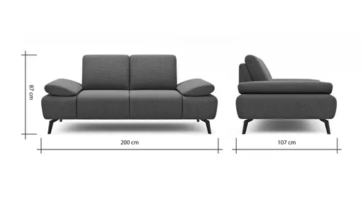 Sofa Theodor – 2-Sitzer inkl. Armlehne/Sitztiefe verstellbar, Stoff, Beige