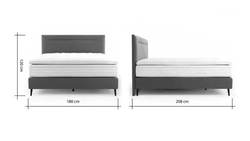 Boxspringbett Navelli 1 - Liegefläche ca. 180x200 cm, Stoff, Grau