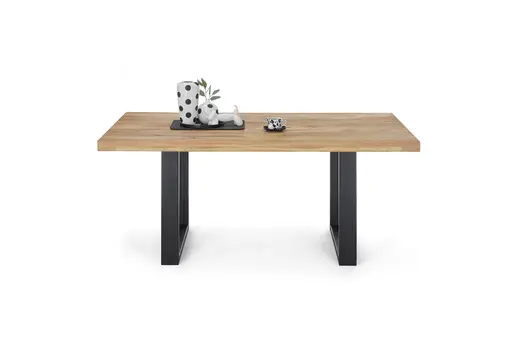 Esstisch - LB ca. 180x100 cm, Wildeiche massiv geölt, Schwarz