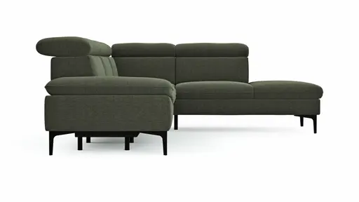 Ecksofa Felipa - 2,5-Sitzer mit Ecke rechts inkl. Armlehne verstellbar und Rückenlehne/Sitztiefe verstellbar (motorisch), Stoff, Dunkelgrün