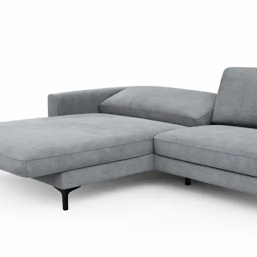 Ecksofa Oviedo - Longchair links mit 1,5-Sitzer inkl. Relaxfunktion (motorisch), Stoff, Grau