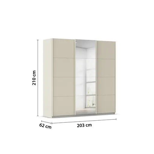 Schwebetürenschrank RIVASA- B ca. 203 cm, Champagner, Spiegel