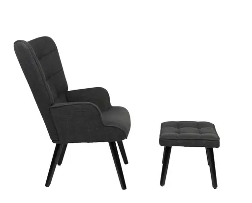 Sessel mit Hocker - Stoff, Anthrazit