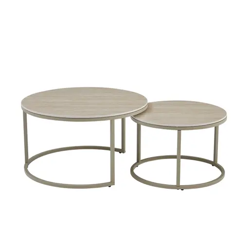 Couchtisch - 2er Set, Travertinoptik, Kaschmir