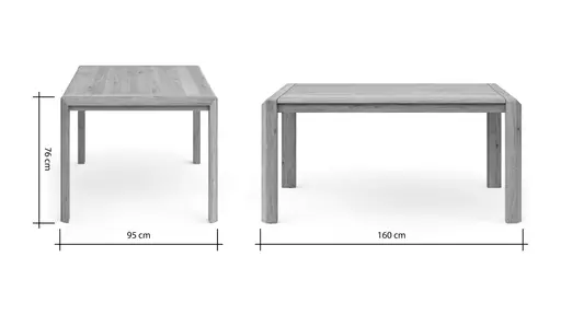 Esstisch Middleton - ausziehbar, LB ca. 160x95 cm, Astbuche massiv