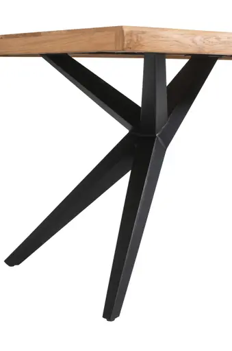 Esstisch - LB ca. 180x90 cm, Akazie massiv, Baumkante, Schwarz