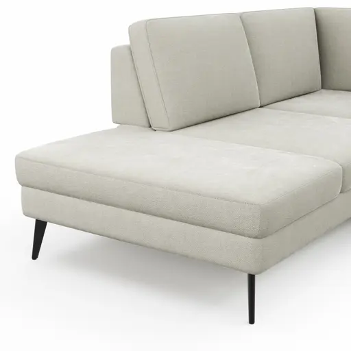 Ecksofa Houston - 1-Sitzer mit Abschlussteil links, Eckelement und 2,5-Sitzer rechts, inkl. Sitztiefenverstellung und Armlehne klappbar, Stoff, Natur