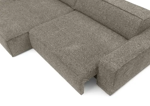 Ecksofa - Longchair links mit 2-Sitzer, Sitzvorzug motorisch, Stoff, Taupe