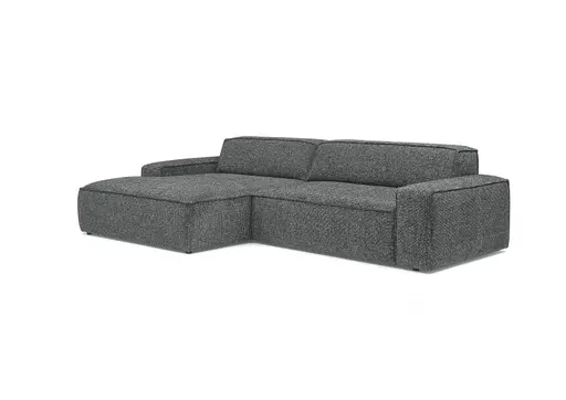 Ecksofa - Longchair links mit 2-Sitzer, Sitzvorzug motorisch, Stoff, Anthrazit