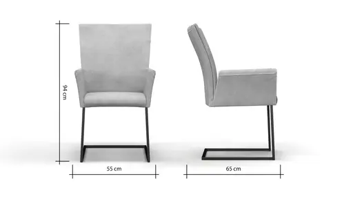 Armlehnstuhl Floriana - Stoff, Graubeige