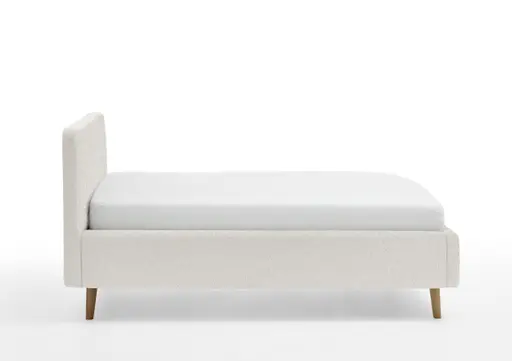 Polsterbett - Liegefläche ca. 140x200 cm, Bouclé-Stoff, Cremeweiß