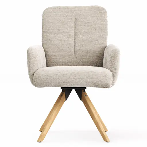 Armlehnstuhl Evania - Dreh und Relax-Funktion, niedriger Rücken, Stoff, Ecru